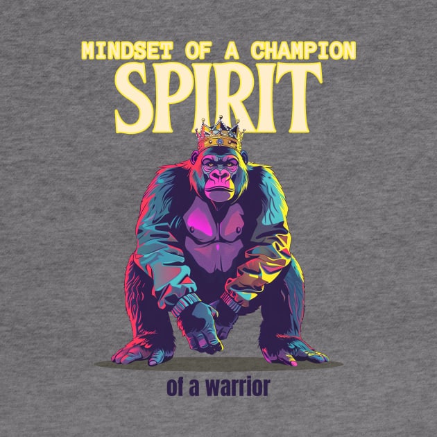 Mindset of a warrior spirit of a champion gorilla daily mental health quote by SoulfulT